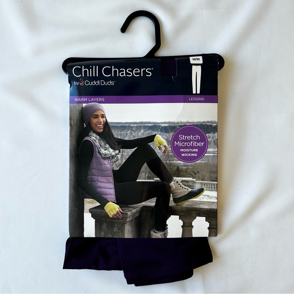 Chill Chasers by Cuddl Duds Purple Leggings in Plum